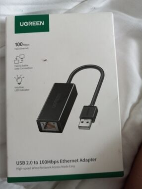 UGREEN USB 2.0 to 100Mbps Ethernet Adapter - Black